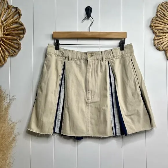 Free People skirt mini skirt pleated sporty denim striped - Picture 5 of 9